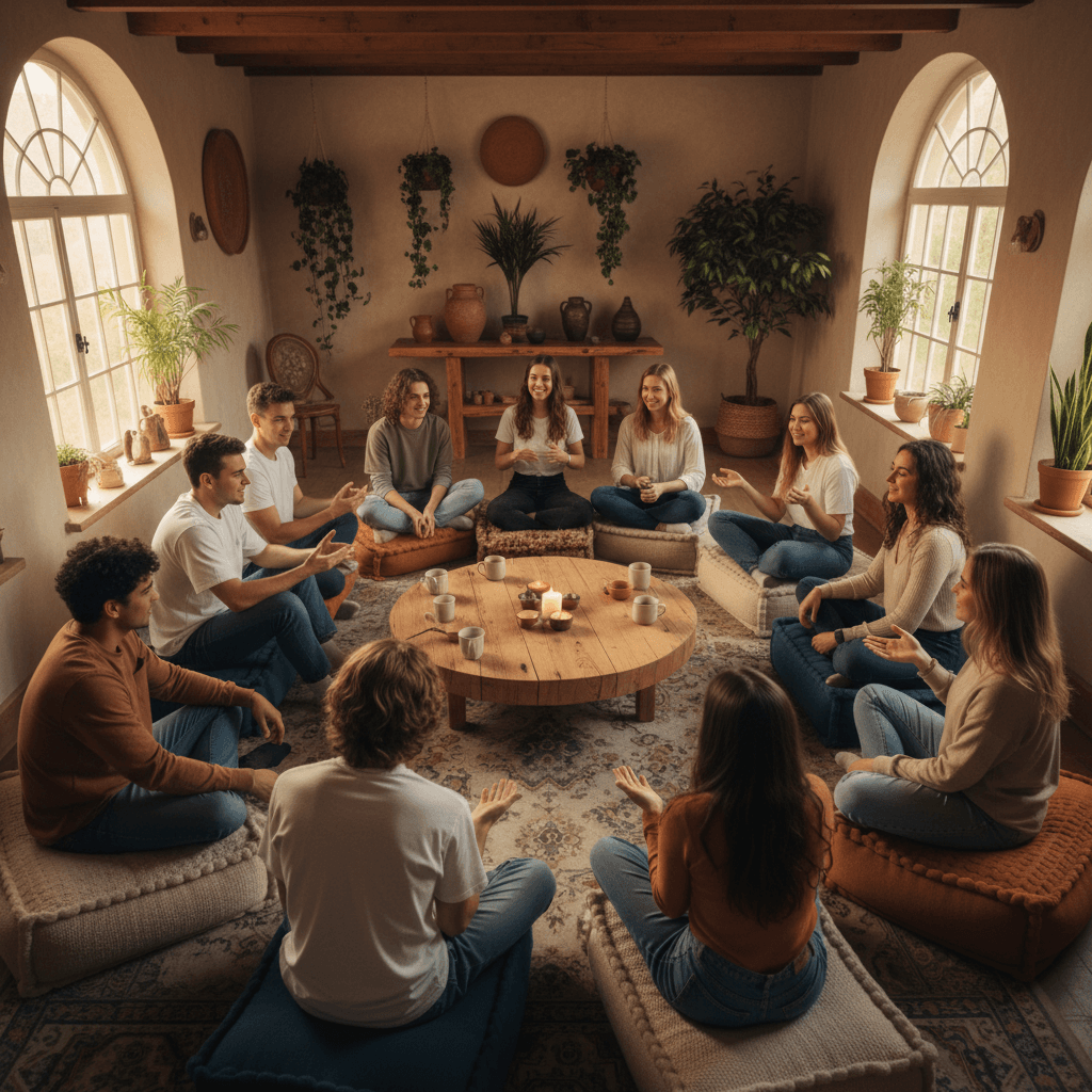 Youth group participating in collective healing circle